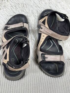 ECCO Yucatan Leather Hiking Sandals Strap Outdoor Womens EU 39 US 8/8.5 Tan